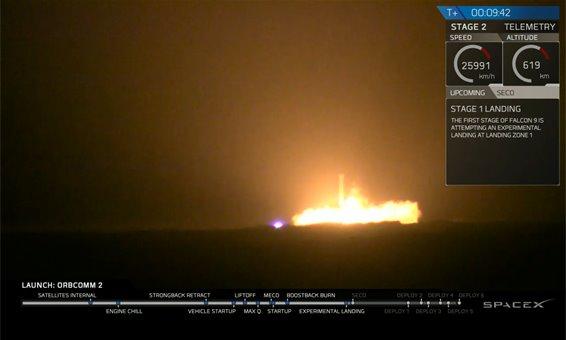 Touch Down of the First Stage of Falcon 9