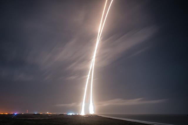 Launch and Landing, taken with a Long Time Exposure